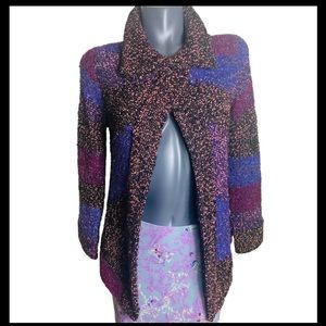 Curio Vintage Cardigan Sweater Knitted Long Sleeves Purple PS Oversized Boho